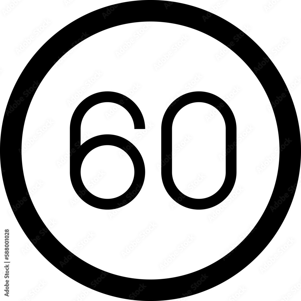 60 speed limit sign icon, Traffic sign vector illustration 60 speed limit sign icon, Traffic sign vector illustration
