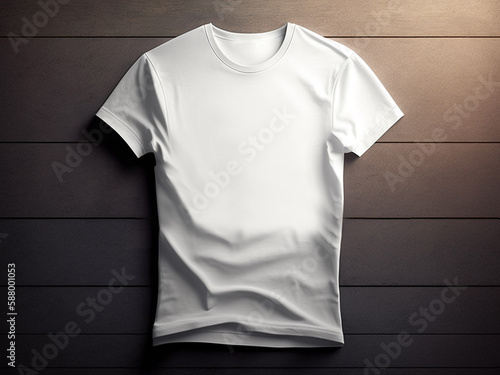 White T-shirt on natural background, white t-shirt mockup © HY
