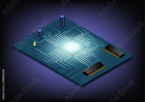 isometric motherboard computer