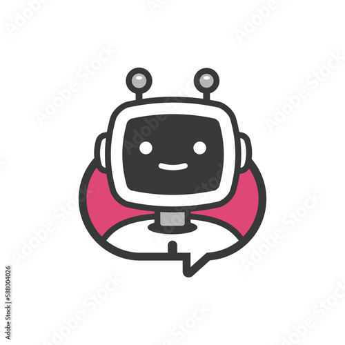 AI Chat bot in a speech bubble cartoon logo icon vector illustration isolated on white