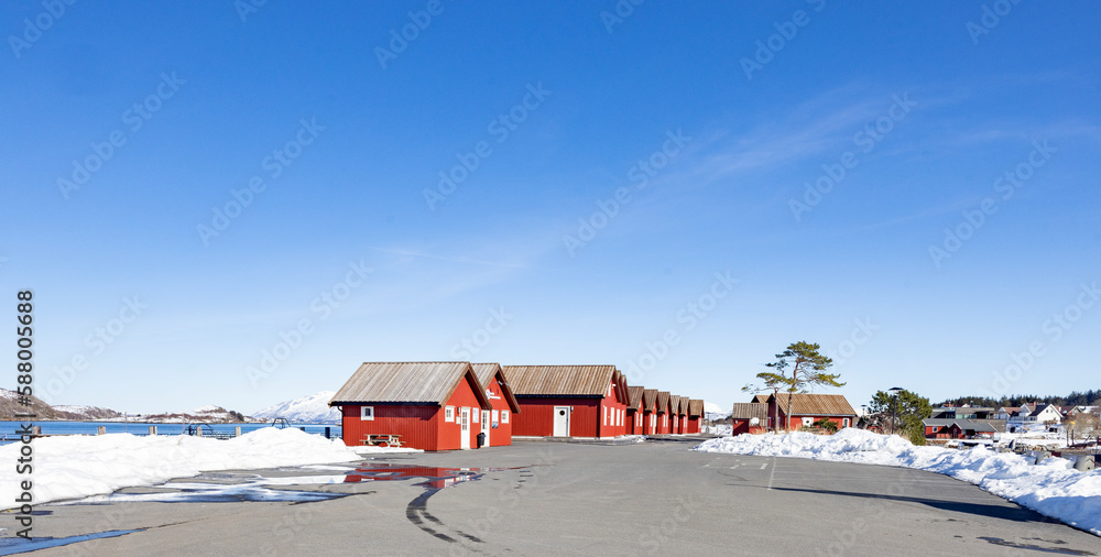 Naklejka premium Resort in Toftsundet at winter,Helgeland coast,Norway