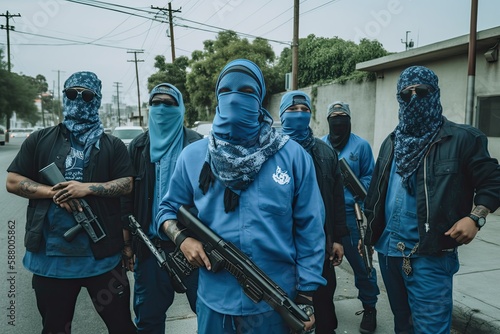 Gang members with guns photo
