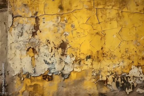 A yellow and white painted wall Generative AI