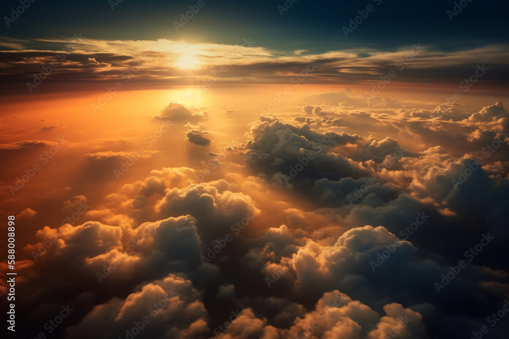 sunset over the clouds. generative ai sunset over the clouds. generative ai