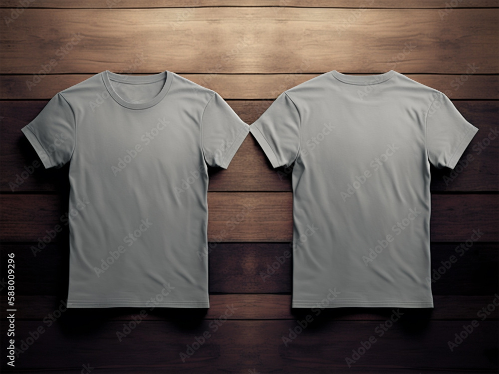 Grey T Shirt Front And Back Blank T Shirt Mockup Template For Design Stock Illustration Adobe 8325