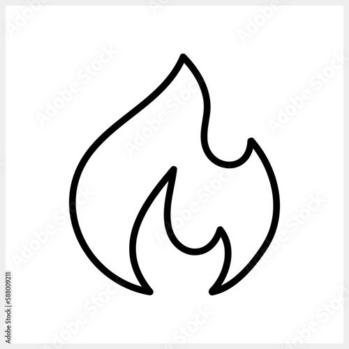 Fire icon isolated. Engraving clipart Sketch vector stock illustration. EPS 10