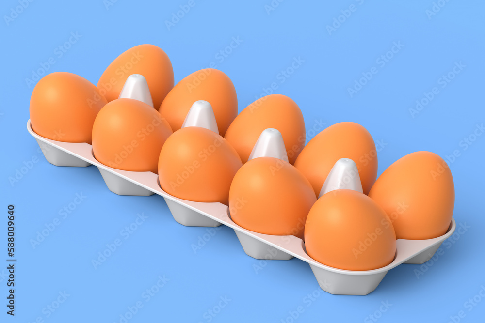 Farm raw organic brown eggs for morning breakfast in plastic tray Farm raw organic brown eggs for morning breakfast in plastic tray
