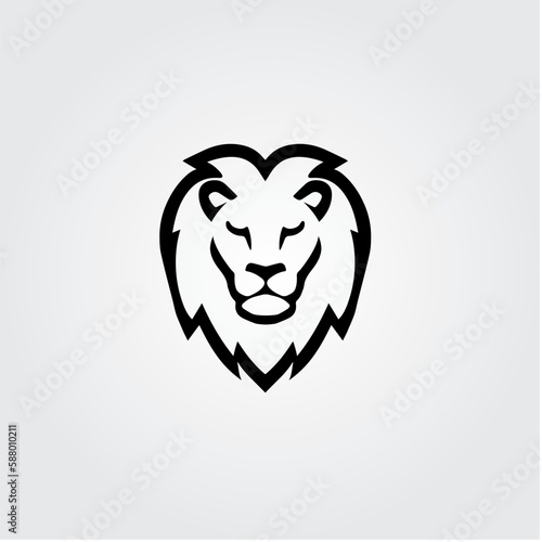 Lion head, face, Simple thick line art design style, suitable for logo design, tattoo design, t shirt, and many more