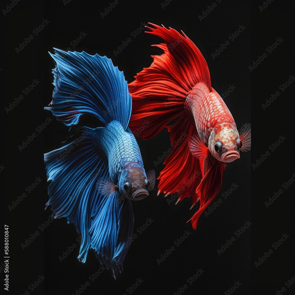 Obraz premium Siamese fighting fish portrait. Gen AI