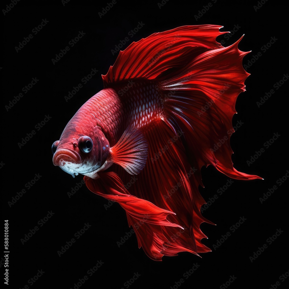 Obraz premium Siamese fighting fish portrait. Gen AI