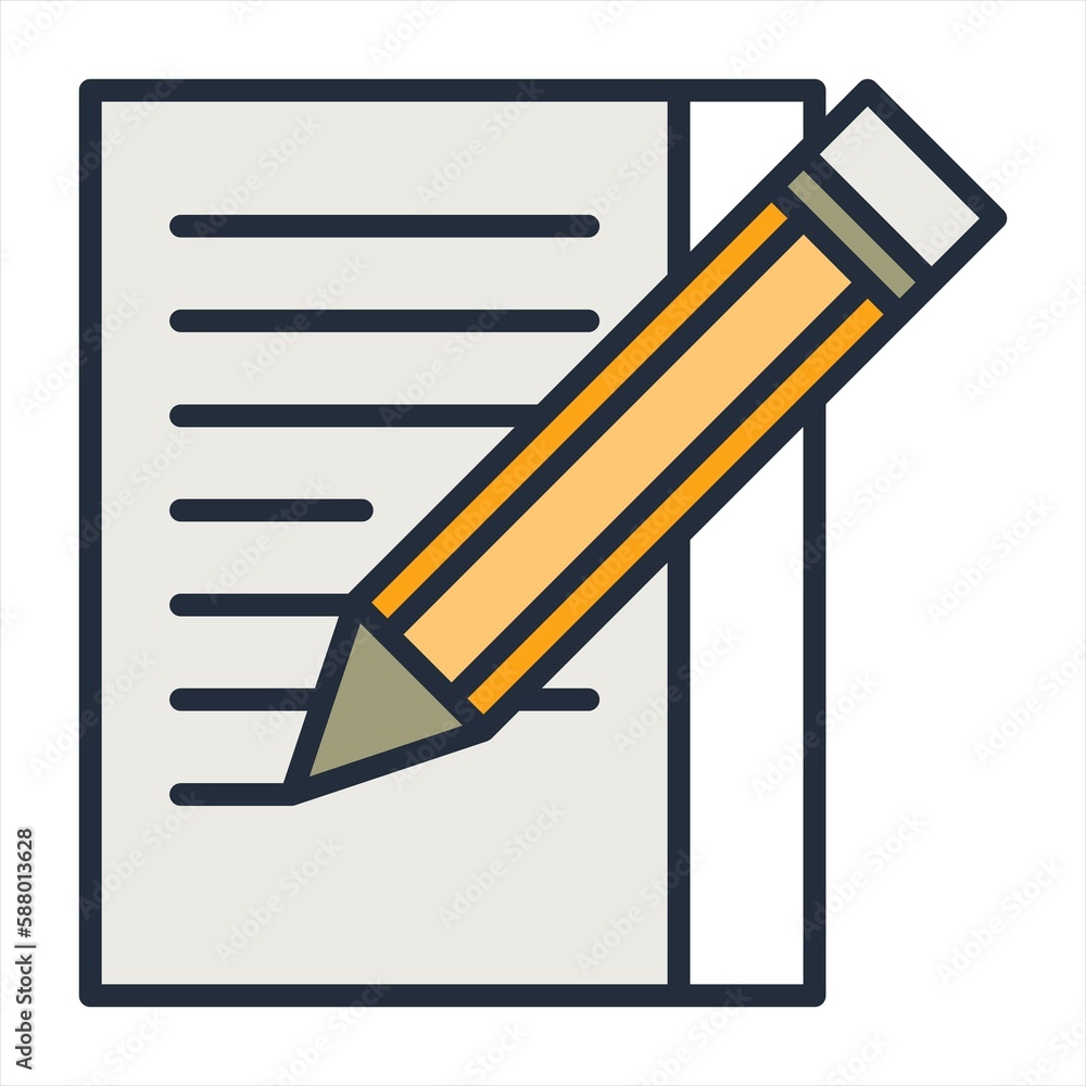 Document writing line icon isolated on white. Vector illustration.Writing icon,
Pen icon,
Notebook icon.Pen and paper outline icon. linear style sign for mobile concept and web design. Document writing line icon isolated on white. Vector illustration.Writing icon,
Pen icon,
Notebook icon.Pen and paper outline icon. linear style sign for mobile concept and web design.