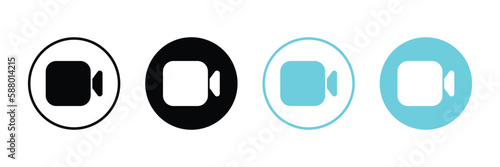 video camera icons set. camera video icon button for streaming , facetime icons video call symbol. cinema movie vector
