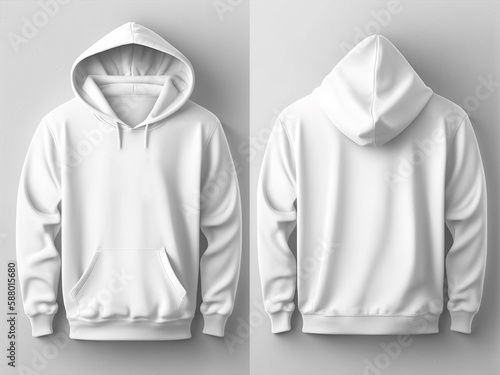 White Hoodie Front and Back Mockup, Blank White Hoodie Template Mockup