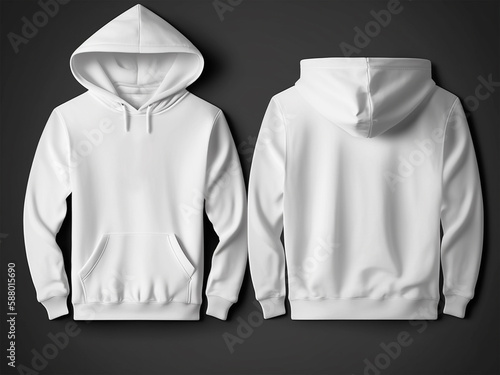 White Hoodie Front and Back Mockup, Blank White Hoodie Template Mockup