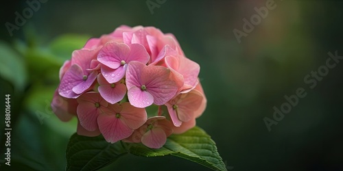 Beautiful Pink flowers on blurred background. Generative Ai.