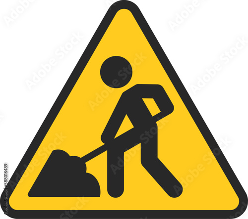 Construction ahead sign icon, Traffic sign vector illustration