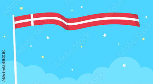 Flag of Denmark waving in the sky