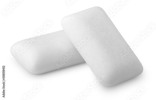 Two pieces of chewing or bubble gums isolated on transparent background photo