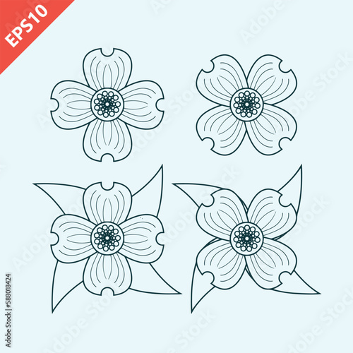 set of dogwood flower logo icon design vector illustration