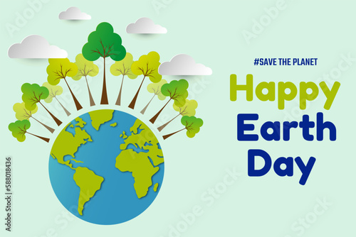 Earth Day concept background design. International Mother Earth Day. Make every day earth day vector illustration. Caring for Nature. Poster or banner with Earth day and copy space. 22 April