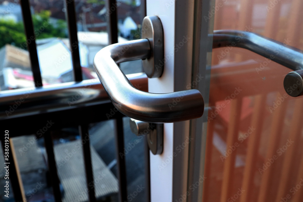 A door handle or doorknob is a handle used to open or close a door. Door handles can be found on all types of doors, such as room doors, car doors, and cupboard doors. There are various types of handl A door handle or doorknob is a handle used to open or close a door. Door handles can be found on all types of doors, such as room doors, car doors, and cupboard doors. There are various types of handl