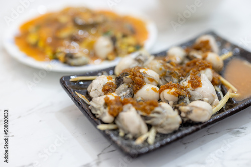 Taiwanese famous food cuisine oyster and clam soup