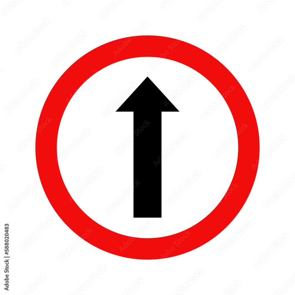 Road traffic sign of straight symbol isolated on white background. Road traffic sign of straight symbol isolated on white background.