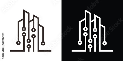 building and technology icon vector illustration
