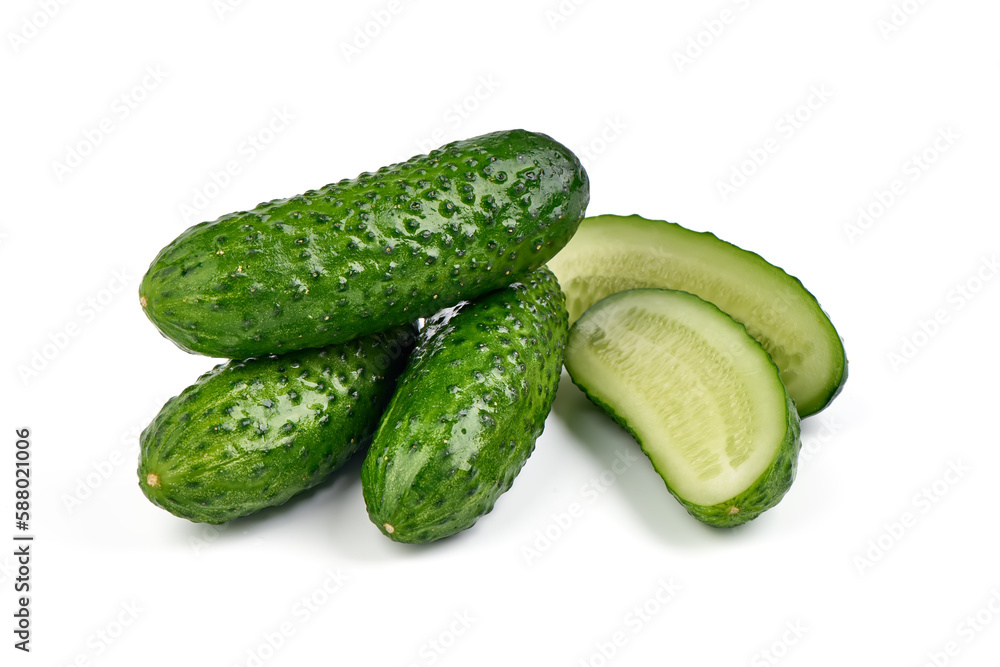 Cucumbers, isolated on white background. High resolution image. Cucumbers, isolated on white background. High resolution image.