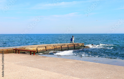 View of a pier on a sunny day in Odessa, Ukraine