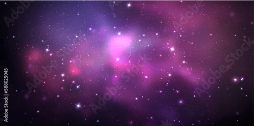 Space vector background with realistic nebula and shining stars. Magic colorful galaxy with stardust