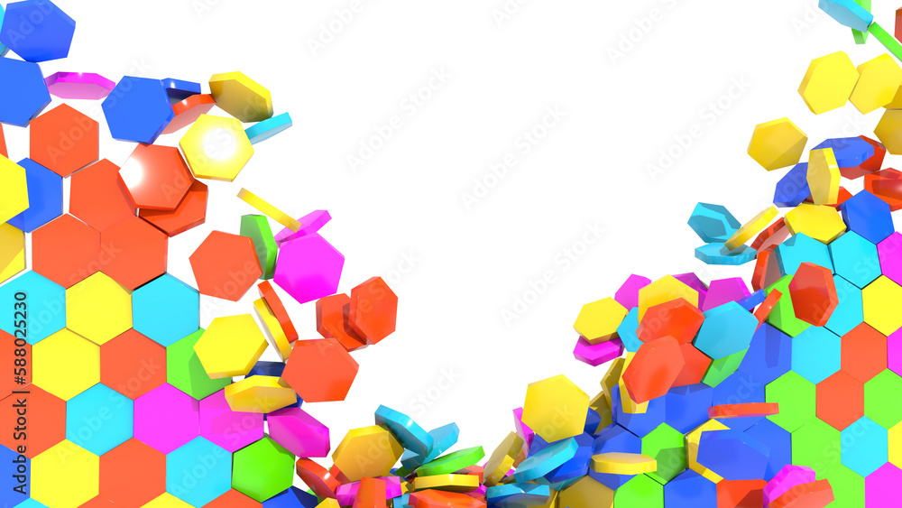 Destruction of a colored wall 3d render Destruction of a colored wall 3d render