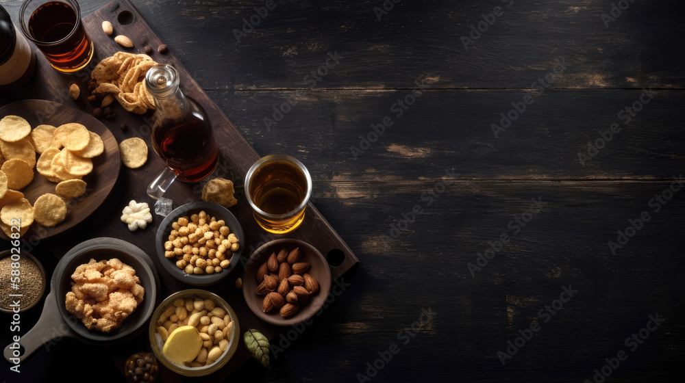 Variation different dry snacks background. Generative AI Variation different dry snacks background. Generative AI