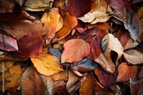 A Burst of Foliage: An Autumn Leaf Pile - Welcome the Fall Season with a Riot of Colors: Generative AI © AIGen