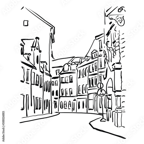 Wallpaper Mural Hand-Drawn Vector Illustration of an Old Town Street. hand-drawn sketch on white background Torontodigital.ca