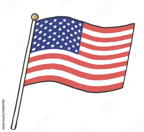 子供が手書きしたようなアメリカ合衆国の国旗のイラスト