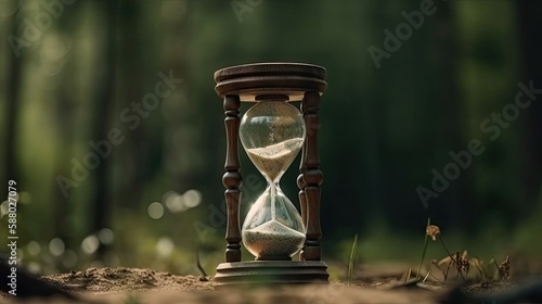 Motivating Time Idea: A Vintage Hourglass Over a Summer Ecosystem: Generative AI