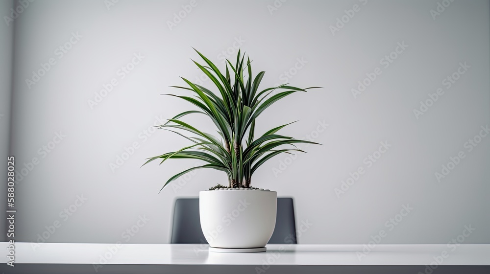 Beautiful office plant on a light background, office decor Beautiful office plant on a light background, office decor