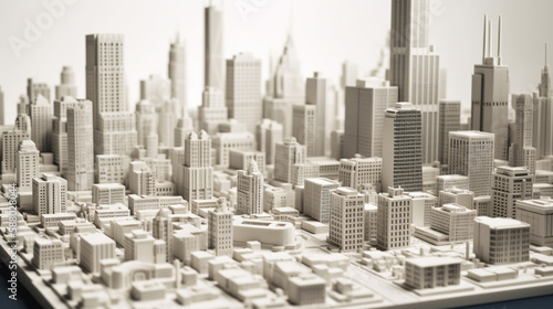 white chicago city with miniature look Generated AI