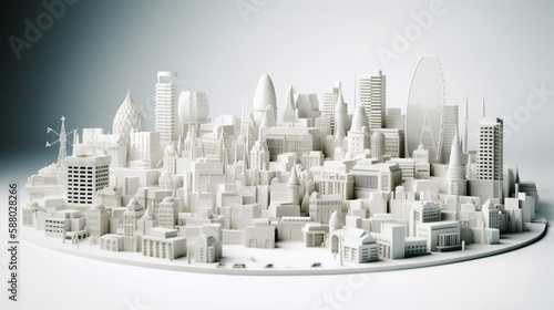white londra city with miniature look. suitable for city, realty, technology, and modern life themes. Generated AI