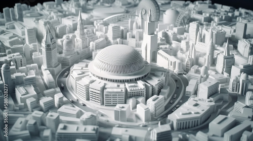 white londra city with miniature look. suitable for city  realty  technology  and modern life themes. Generated AI