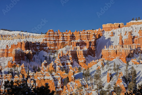 Bryce Canyon National Park Landscape in the Morning with Snow