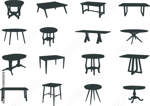 Tables silhouette, Tables SVG, Set of table silhouettes