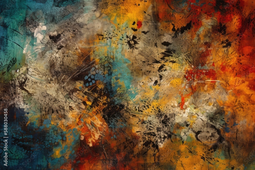 abstract background image using a mix of textural elements, such as brush strokes and splatters, in a complementary color scheme Generative AI abstract background image using a mix of textural elements, such as brush strokes and splatters, in a complementary color scheme Generative AI