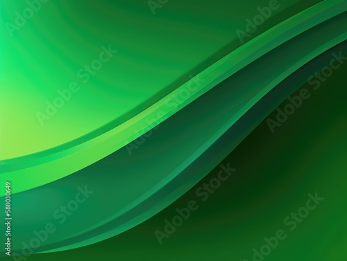 Green wave and line abstract background. Generative AI