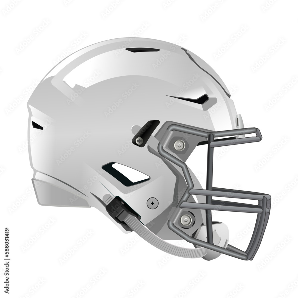 Vector realistic white helmet of the American Football team Vector realistic white helmet of the American Football team