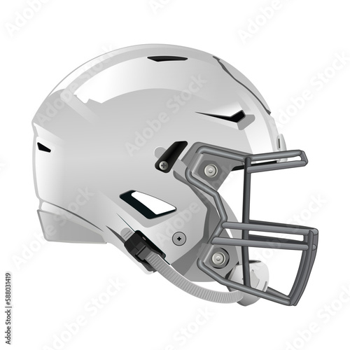 Vector realistic white helmet of the American Football team