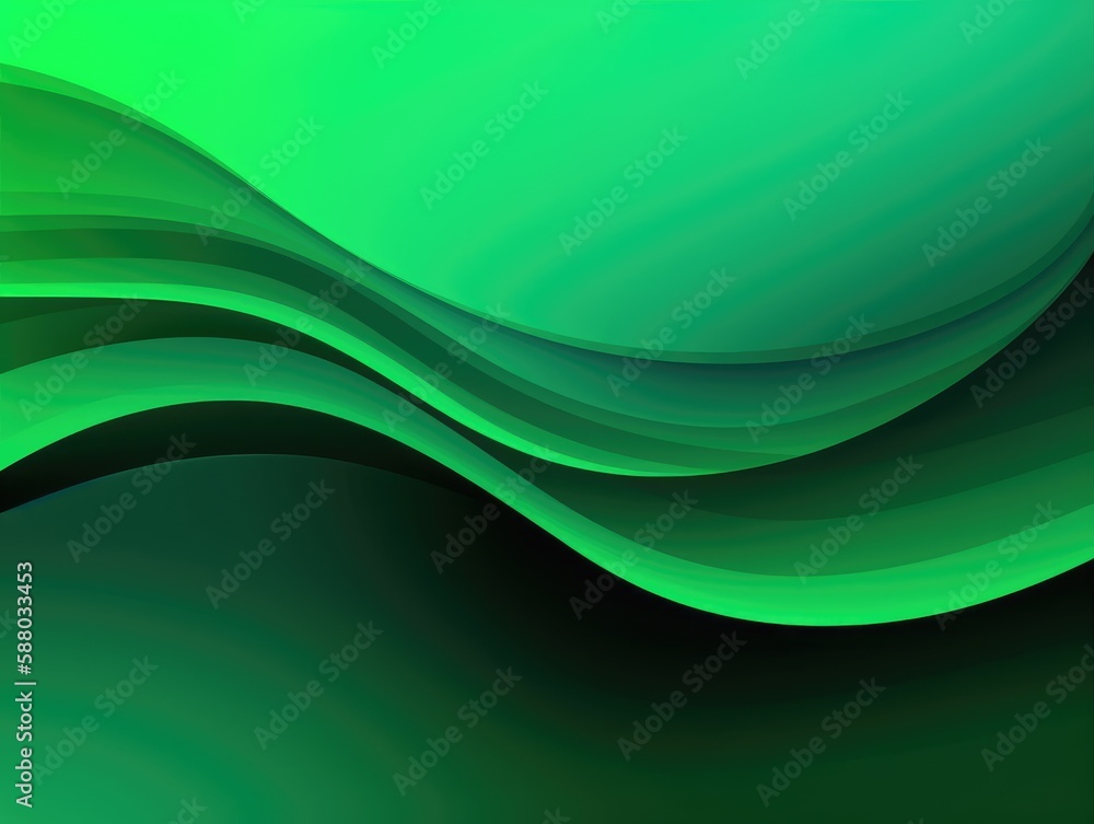 Green wave and line abstract background. Generative AI Green wave and line abstract background. Generative AI