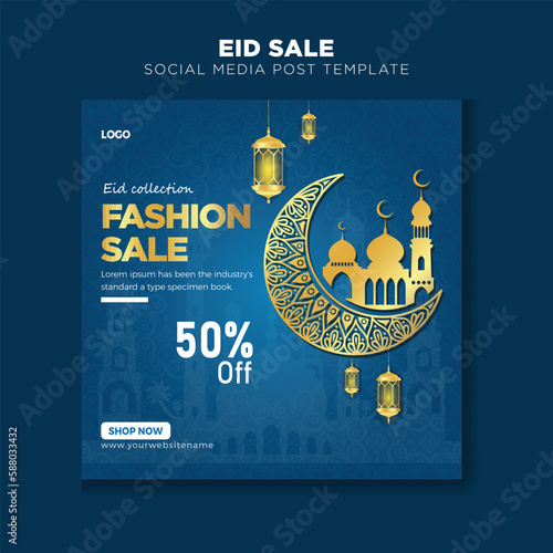 Eid promotion sale social media template vector design