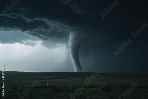 An Imminent Threat: Summer Storm and Tornado Unleashed in a Dark Cloud of Destruction and Danger: Generative AI